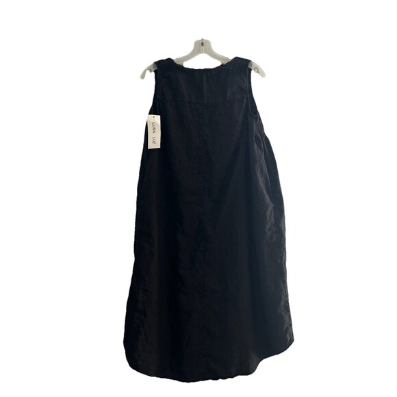 Luna Luz Linen‎ Midi Dress Size Small Sleeveless Lagenlook Black Oversized NEW - Picture 2 of 6